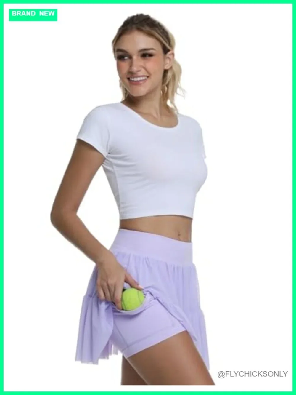 High Waisted Tulle Skort with Pockets Balletcore Active Skirt